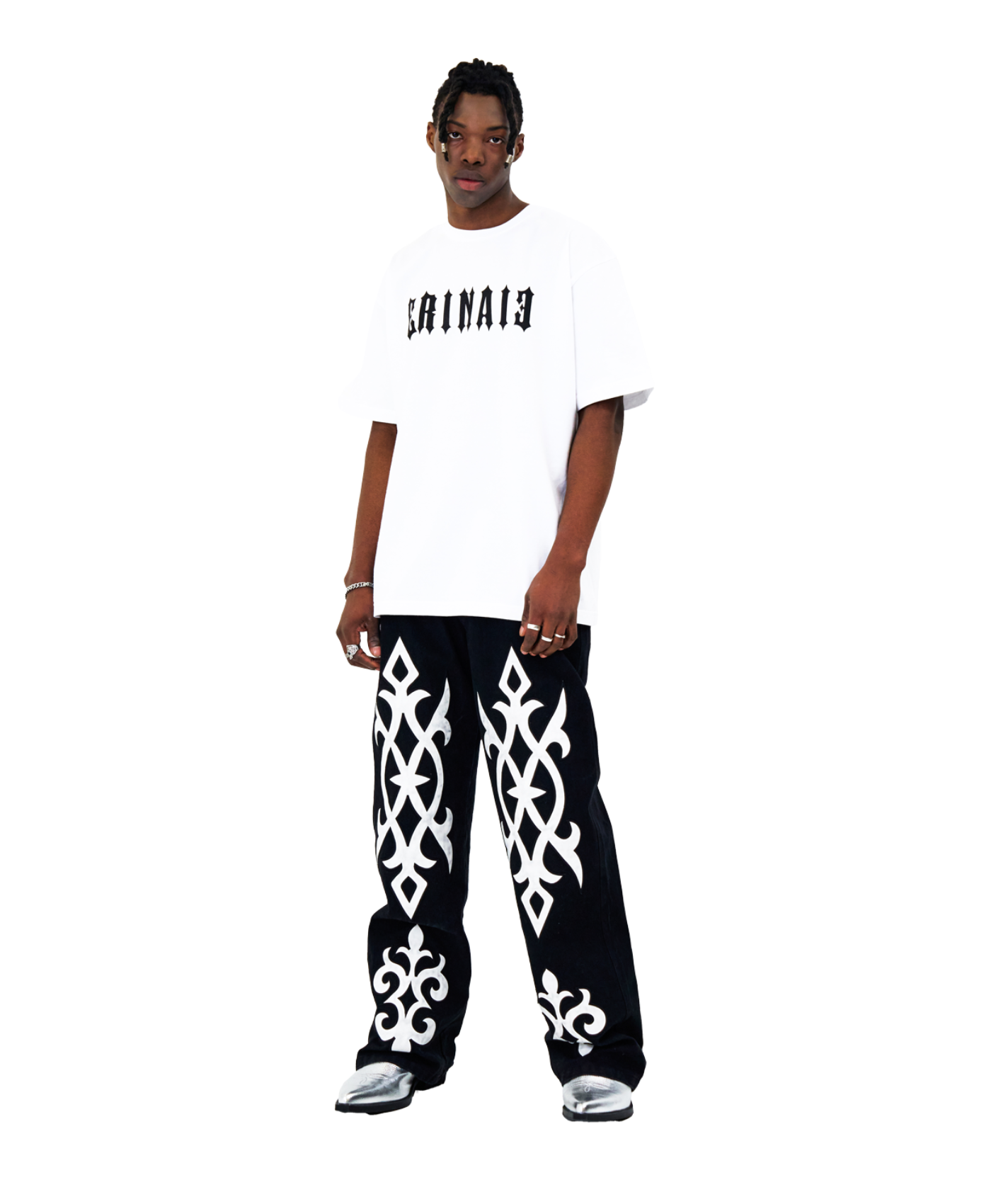 Metalic Tribal Short Sleeve Tee WHITE