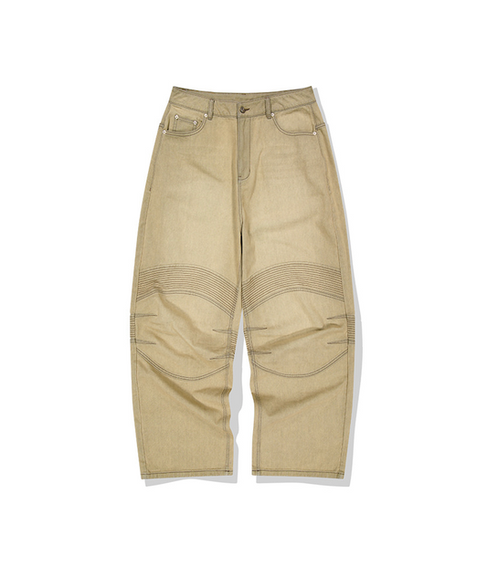 Structured Biker Denim Pants BEIGE