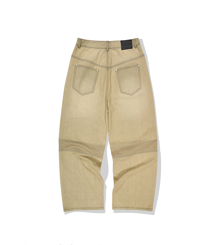 Structured Biker Denim Pants BEIGE