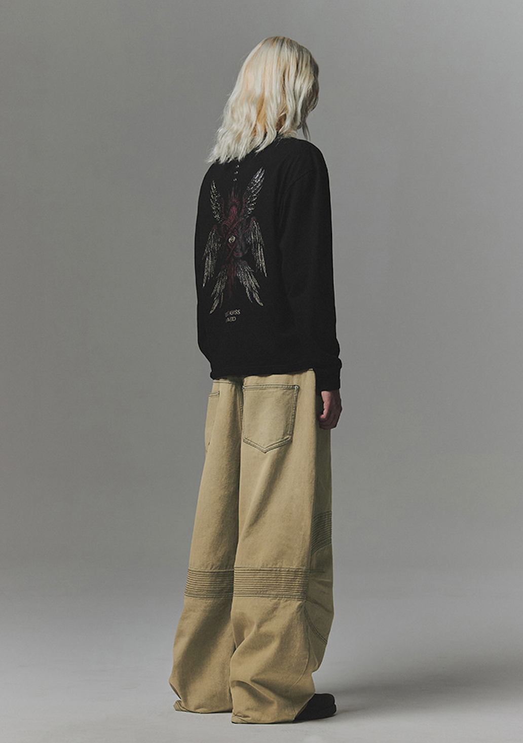 Structured Biker Denim Pants BEIGE