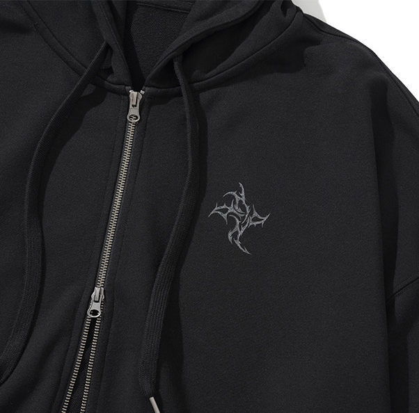 Dagger Tribal Logo Hood Zip Up BLACK