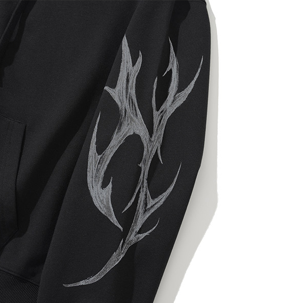 Dagger Tribal Logo Hood Zip Up BLACK