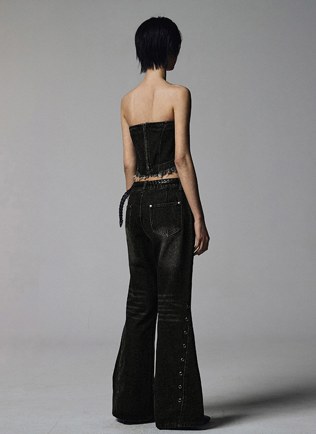 W Eyelet VIntage Denim Pants BLACK