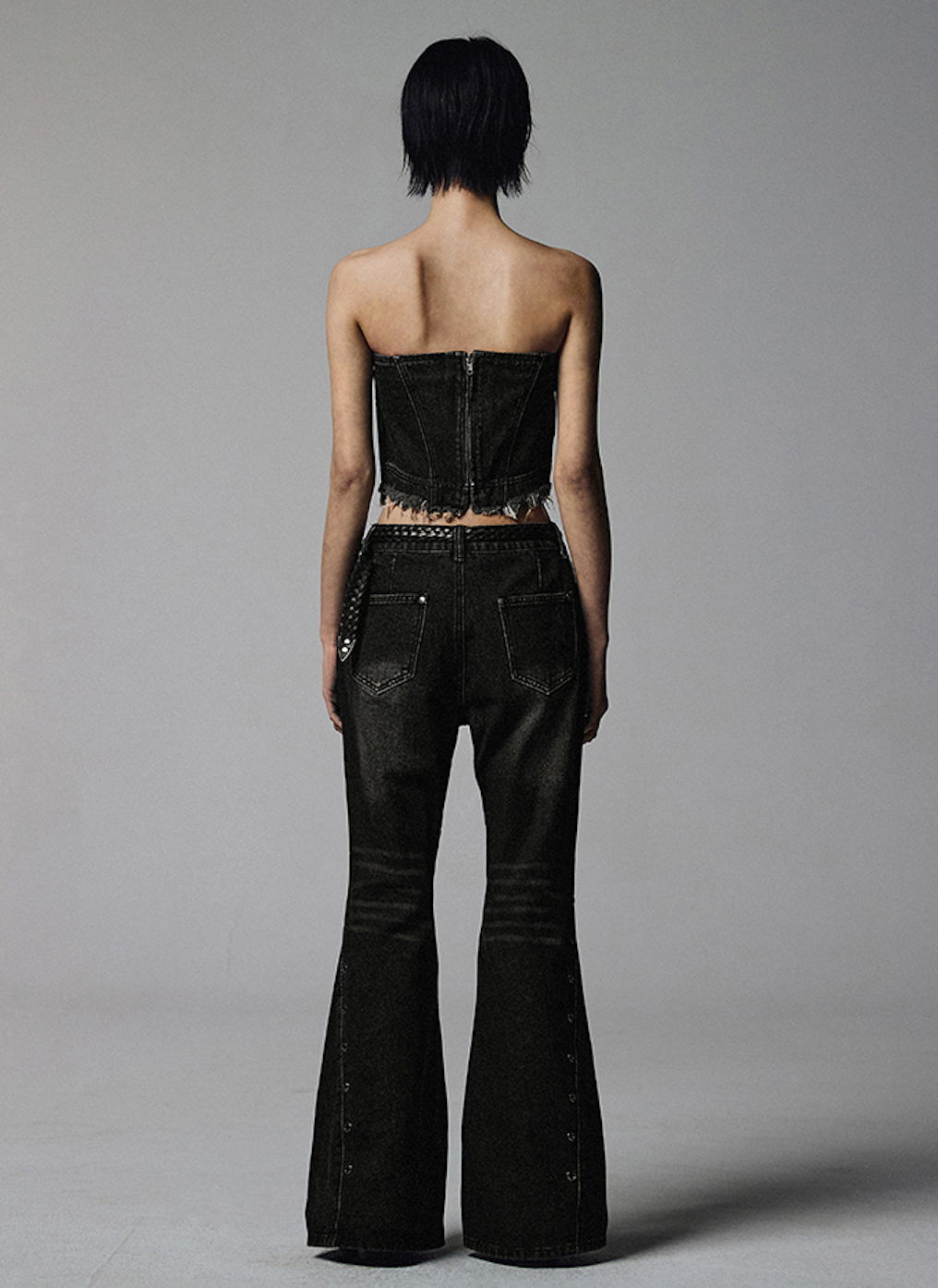 W Eyelet VIntage Denim Pants BLACK