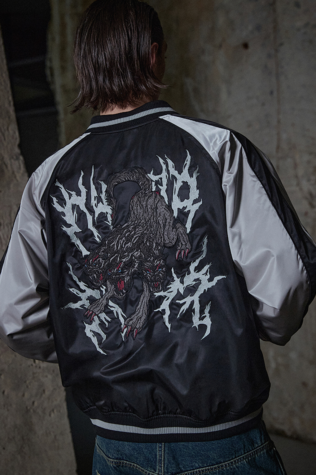 Cerberus Satin Blouson Jacket BLACK
