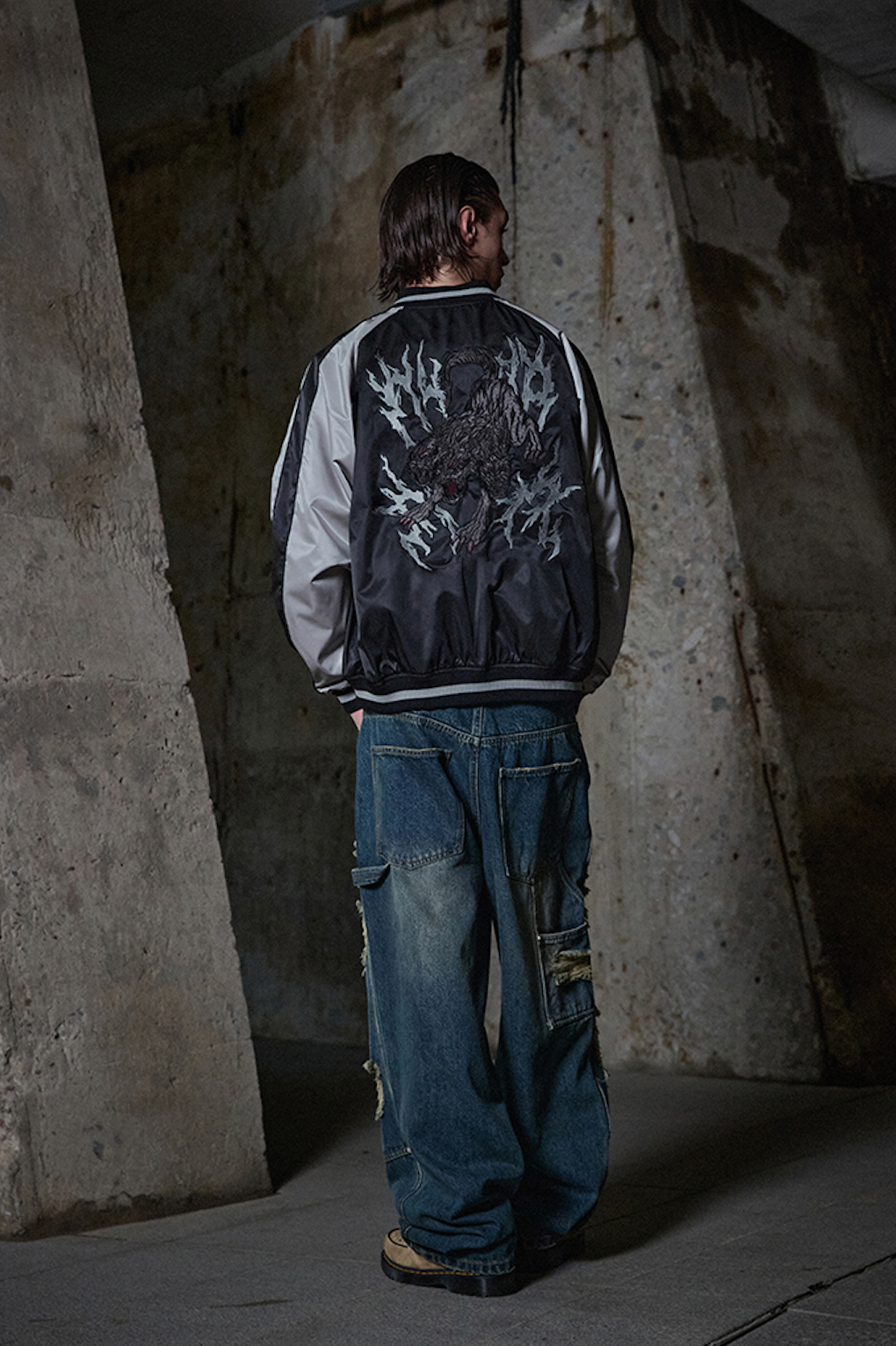 Cerberus Satin Blouson Jacket BLACK