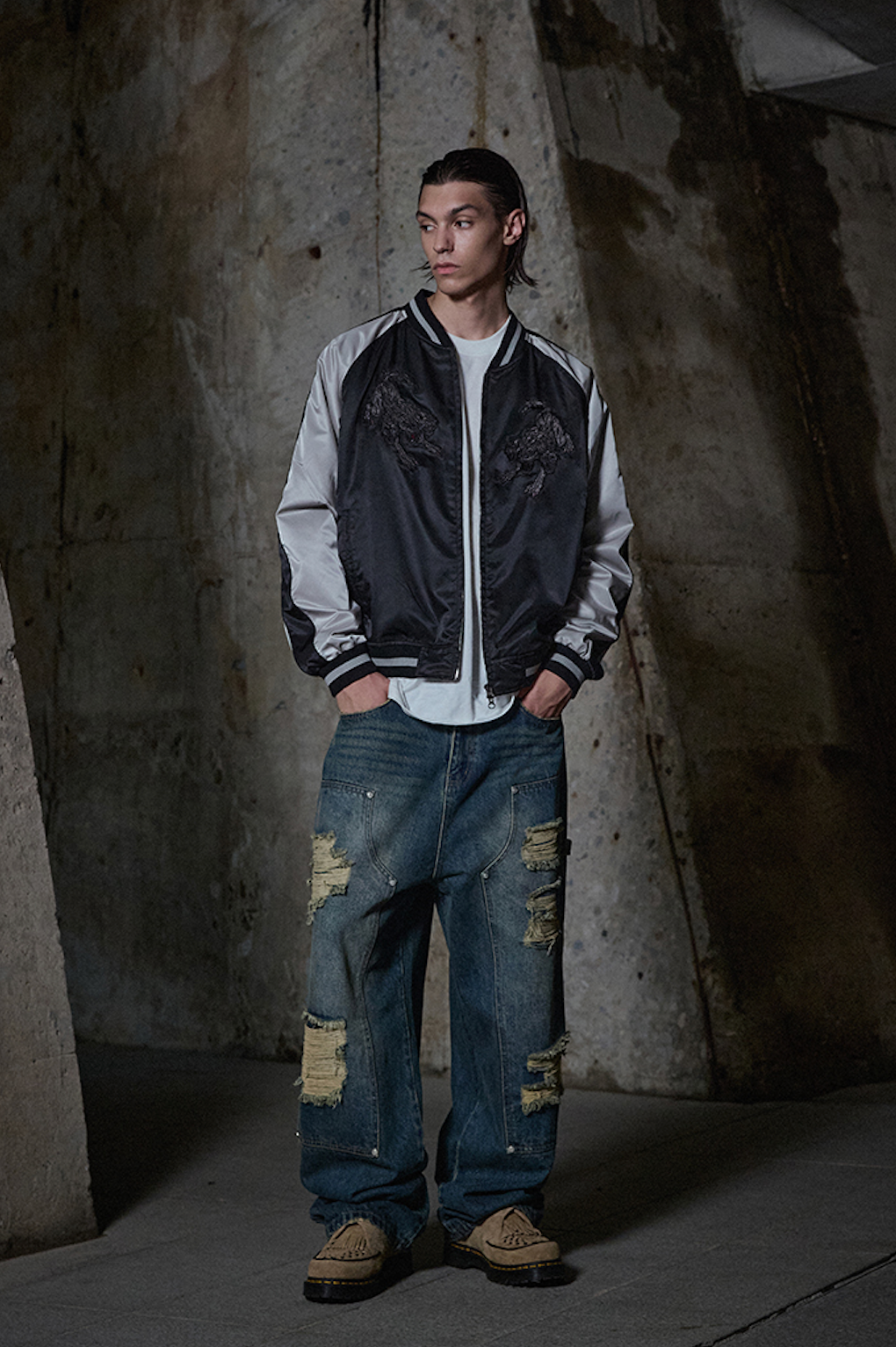 Cerberus Satin Blouson Jacket BLACK