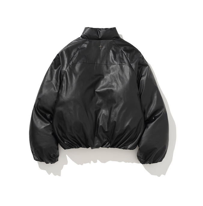 Leather Incision Puffer Jacket BLACK