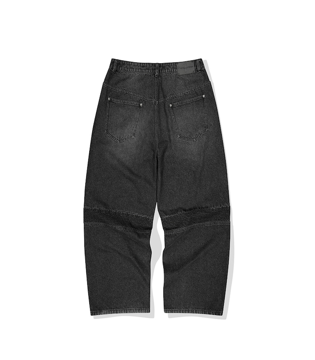 Structured Biker Denim Pants BLACK