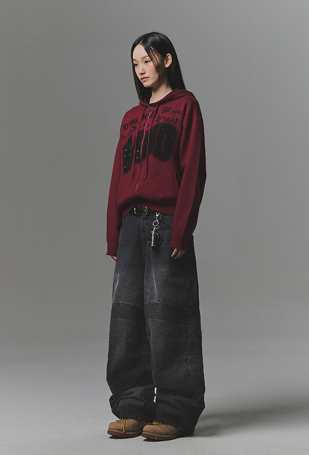 Structured Biker Denim Pants BLACK