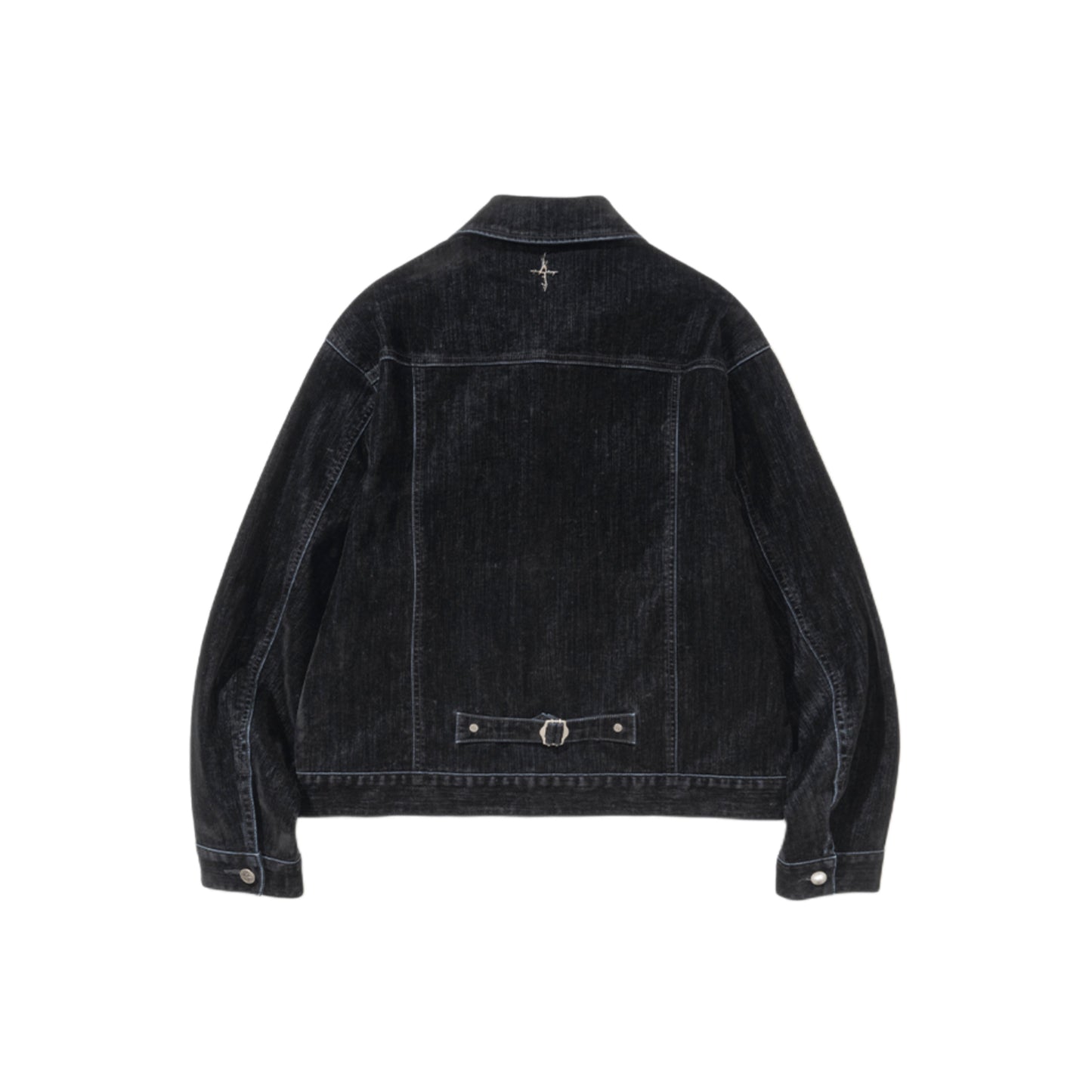 4 Symbol Velvet Like Denim Trucker Jacket BLACK