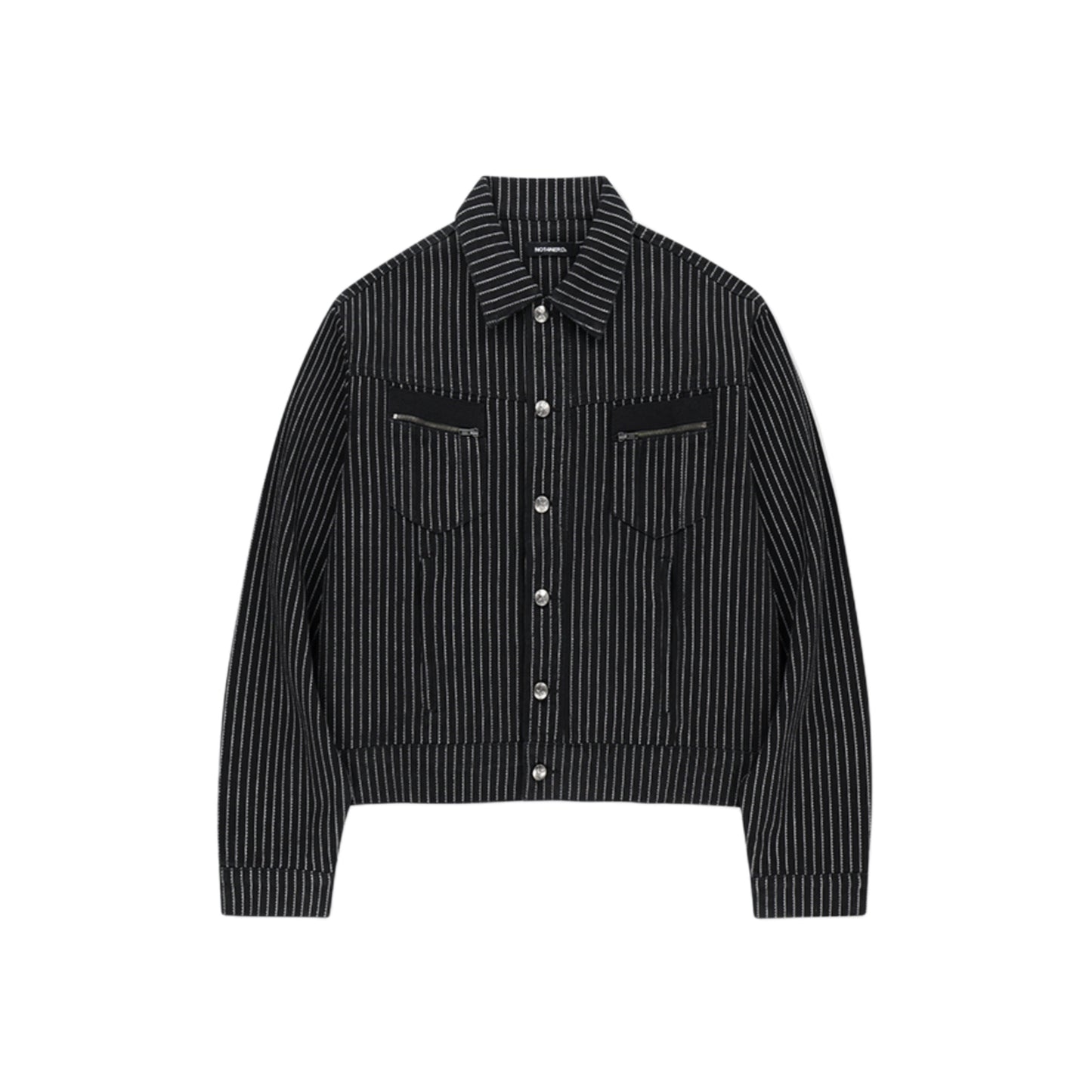 4 Symbol Pendant Stripe Denim Jacket BLACK