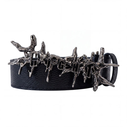 Dark Rift Metal Leather Belt BLACK