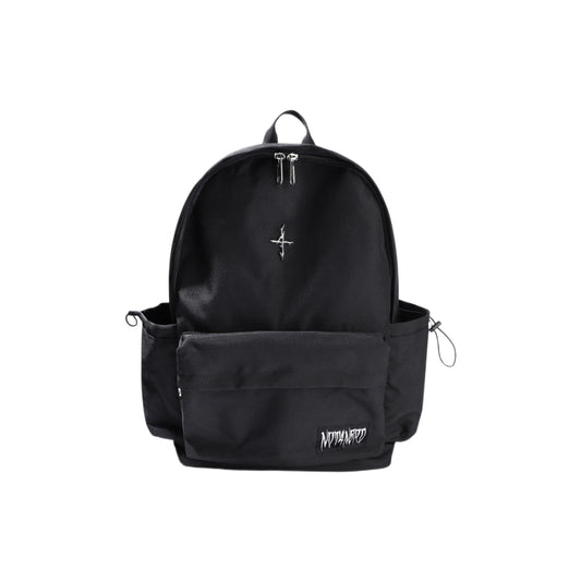 4 Symbol Pendant Patch String Pocket Backpack BLACK