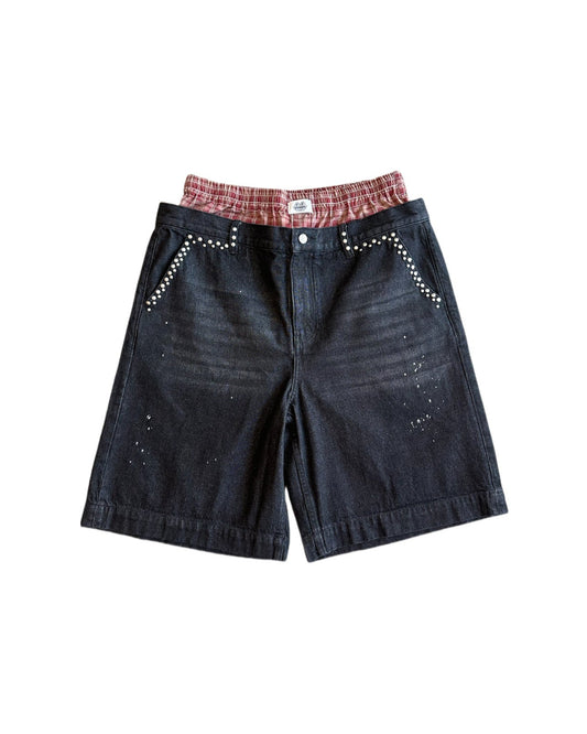 Paint Boxer Denim Pants BLACK