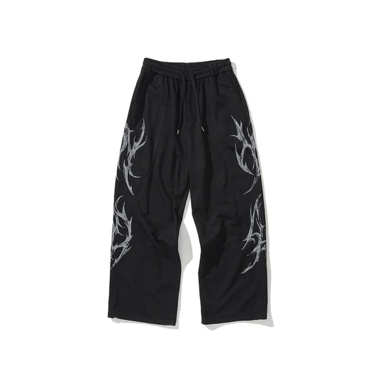 Dagger Tribal Logo Incision Sweat Pants BLACK