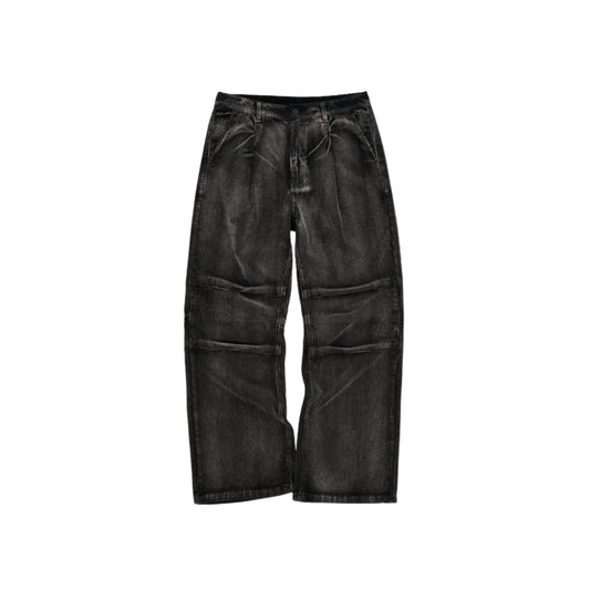 Washed Parachute Corduroy Pants BLACK