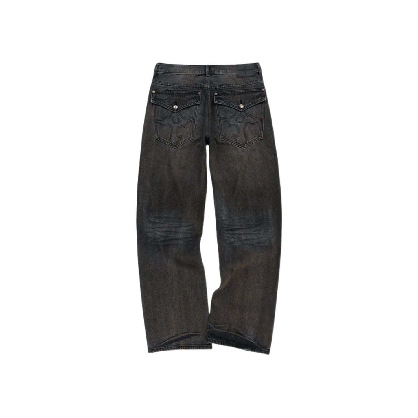 Symbol Stitch Low Rise Flare Fit Denim Pants BLACK