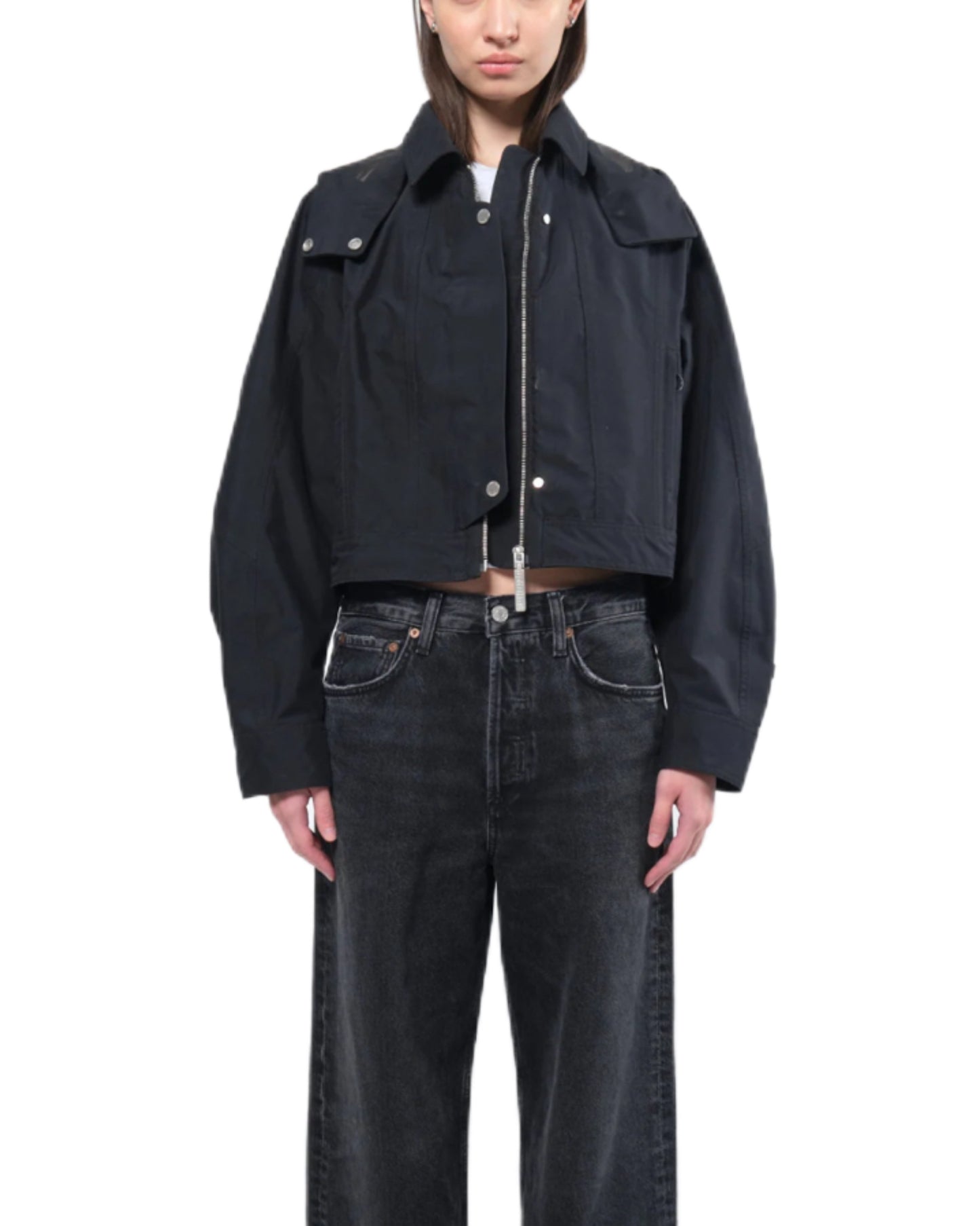 Waterproof Crop Rain Jacket BLACK