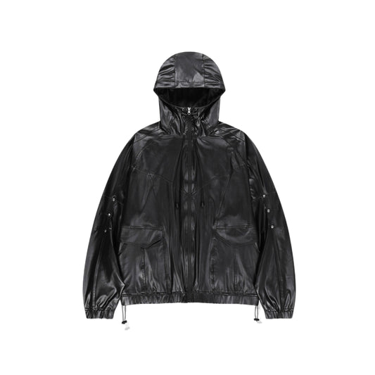 Gloss Highneck Raglan WIndbreaker BLACK
