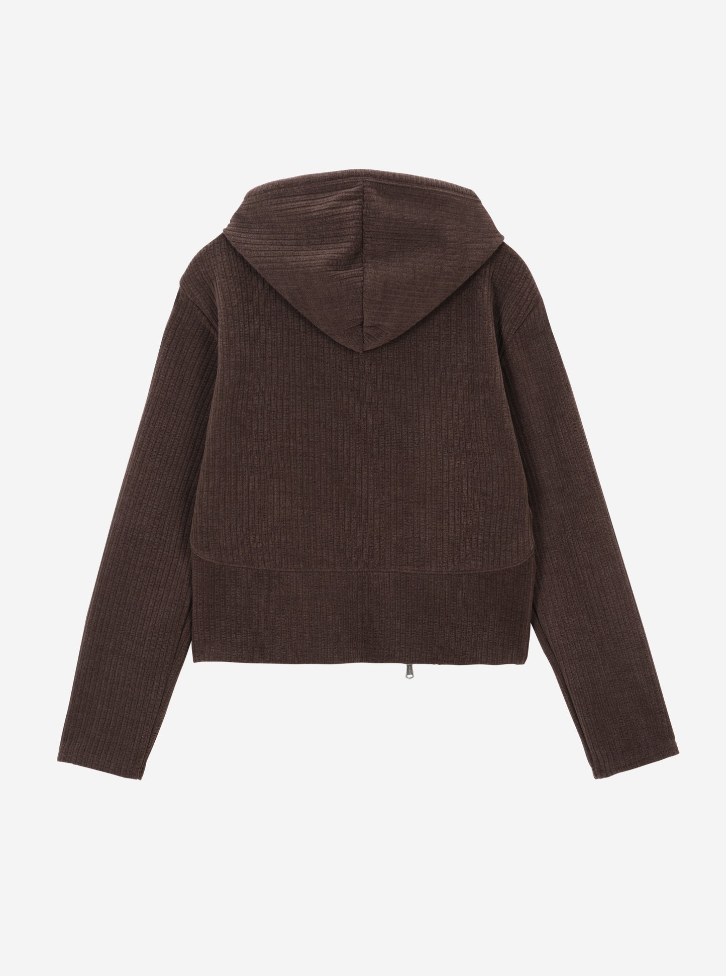 Moro Ribbed Hood Zip-Up BROWN