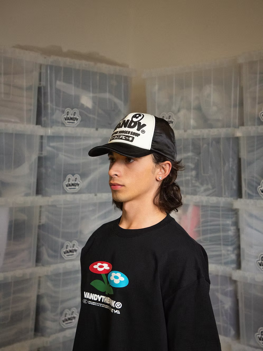 Satin Eye Logo Trucker Hat BLACK