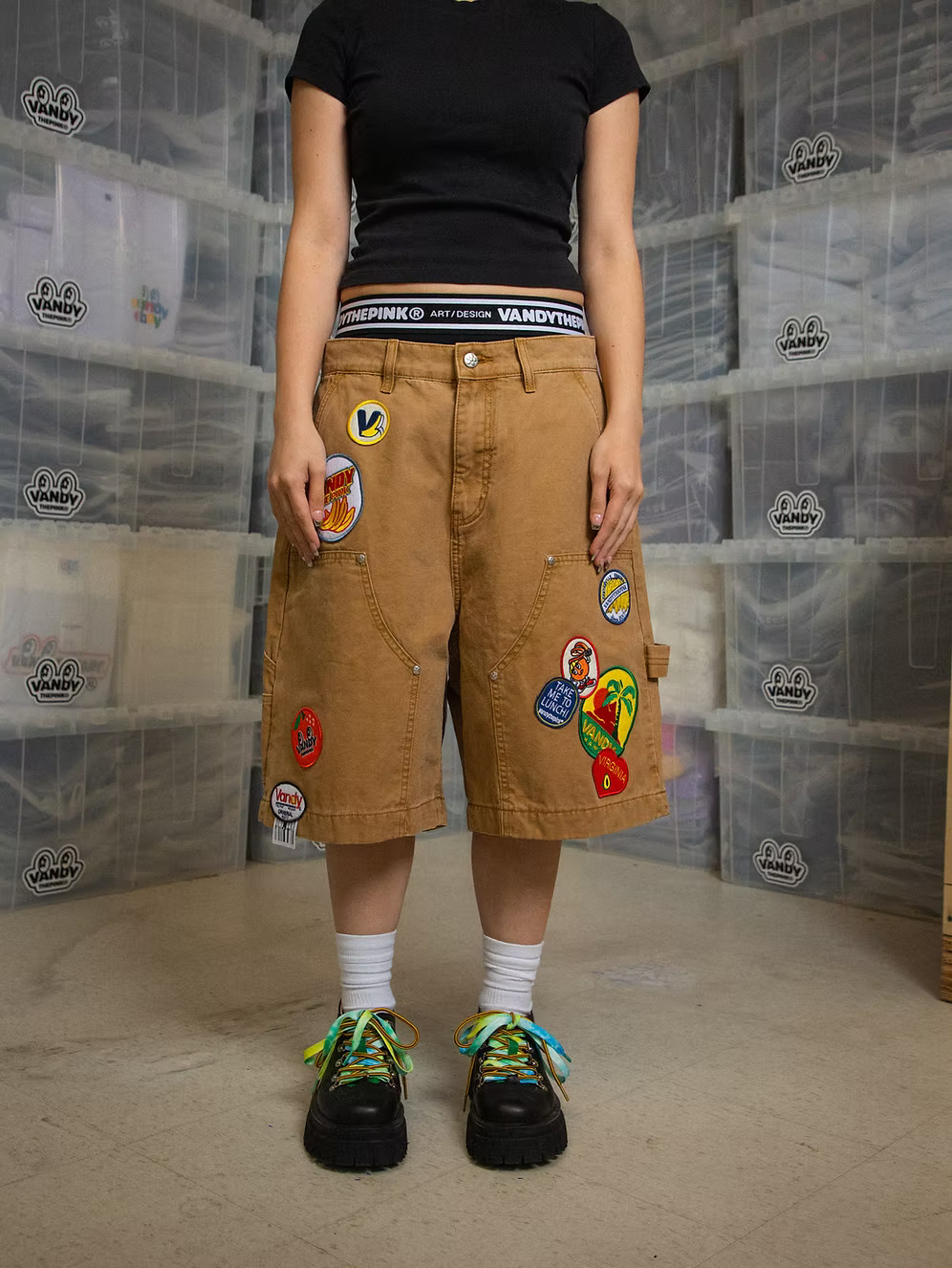 Fruit Patch Canvas Shorts TAN