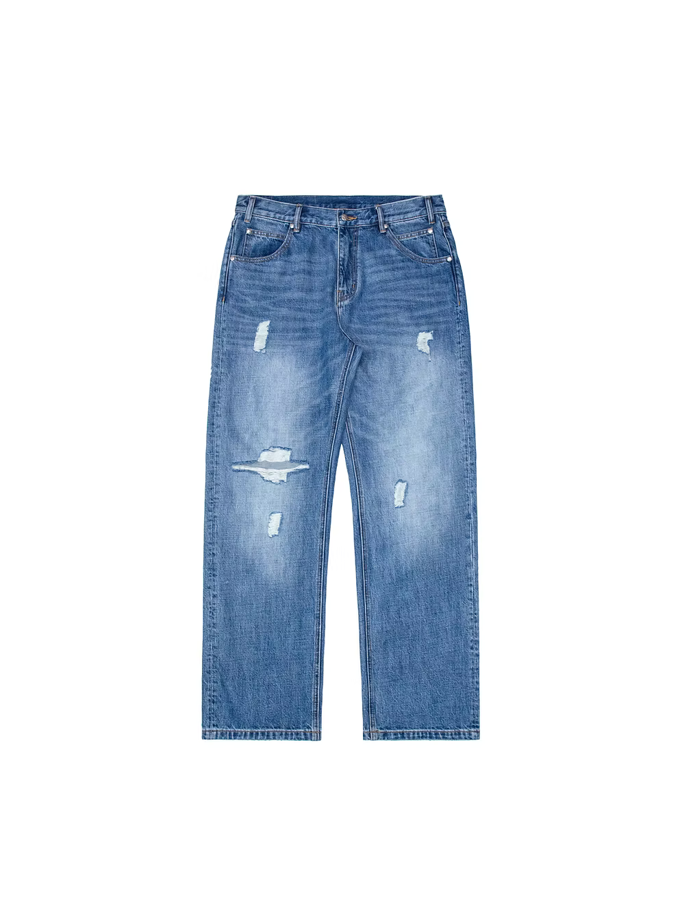 College Patch Distress Denim LIGHT BLUE