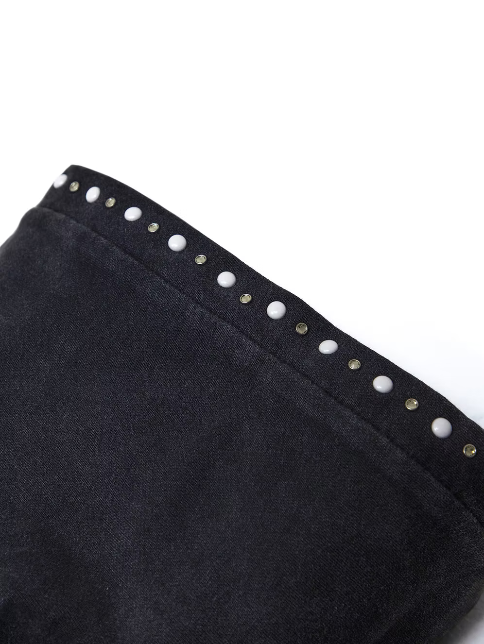 Two Flower Studded Hoodie WASHED BLACK
