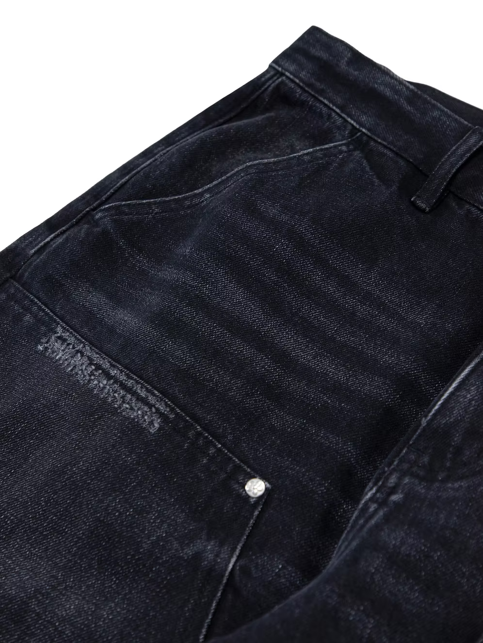 Vintage Washed Double Knee Pants BLACK