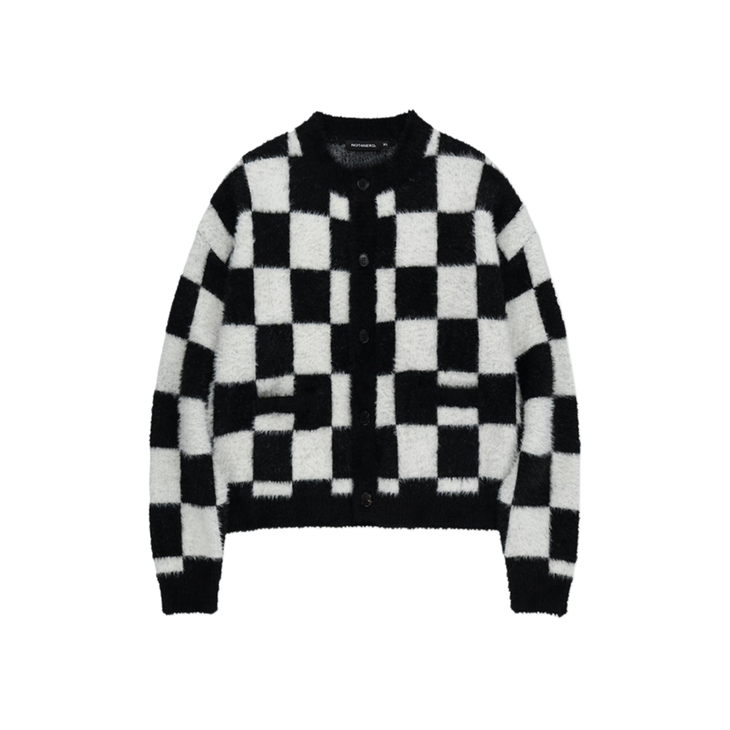 Checkerboard Mohair Cardigan BLACK
