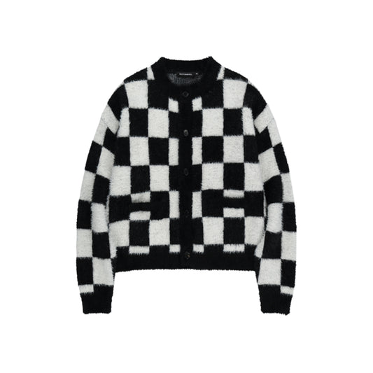 Checkerboard Mohair Cardigan BLACK