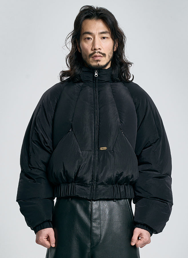 Paneled Down Short Jacket BLACK