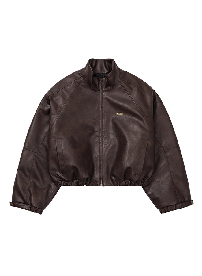 Vegan Leather Short Blouson BROWN