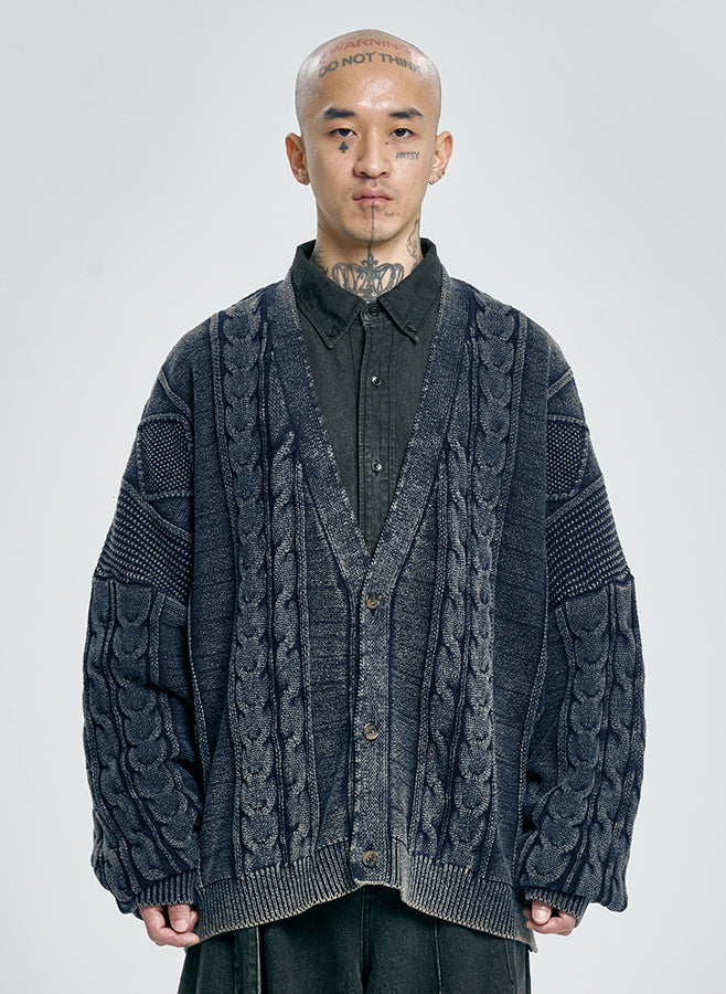 Cable Washed Cardigan NAVY (Only 1 Remaining)