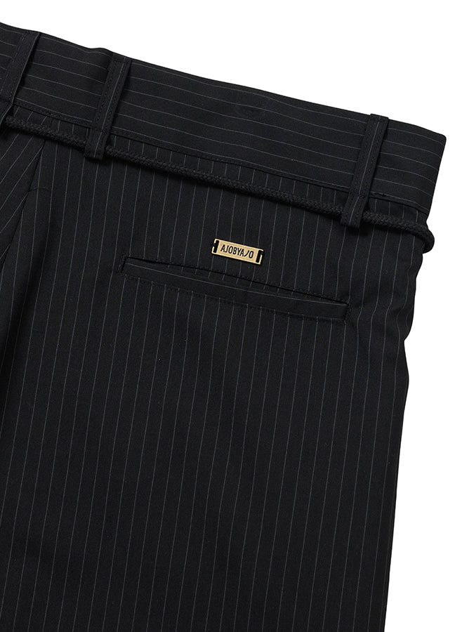 One Tuck Oversized Stripe Trousers BLACK