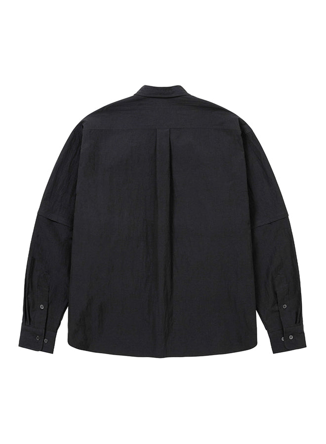 Layered Vest Nylon Shirt BLACK