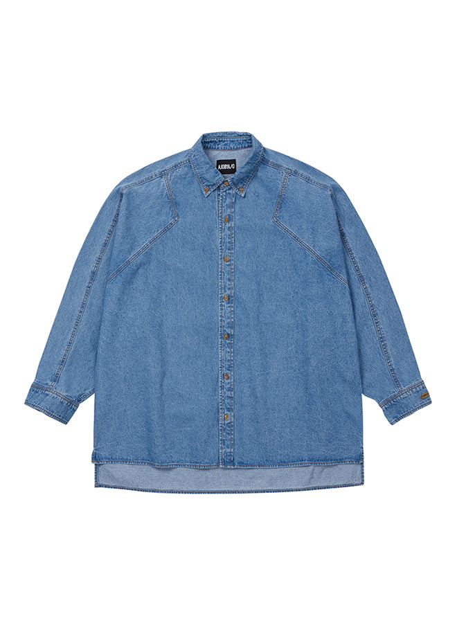 Batwing Washed Denim Shirt SKY BLUE