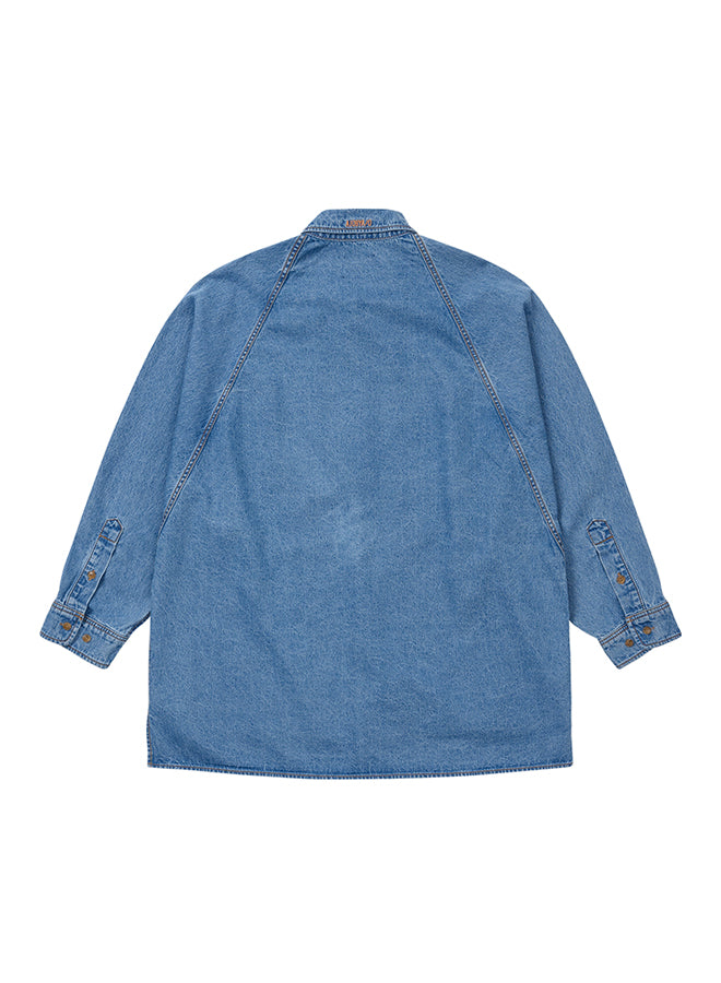 Batwing Washed Denim Shirt SKY BLUE