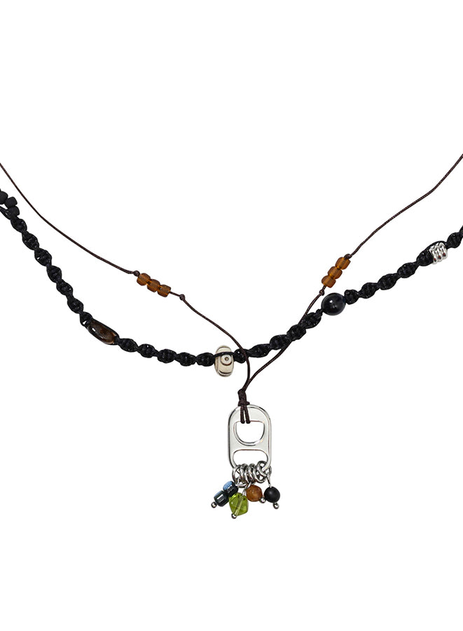 Wabisabi Dot Layered Necklace BROWN