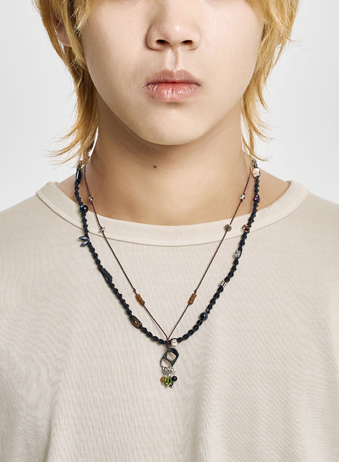 Wabisabi Dot Layered Necklace BROWN