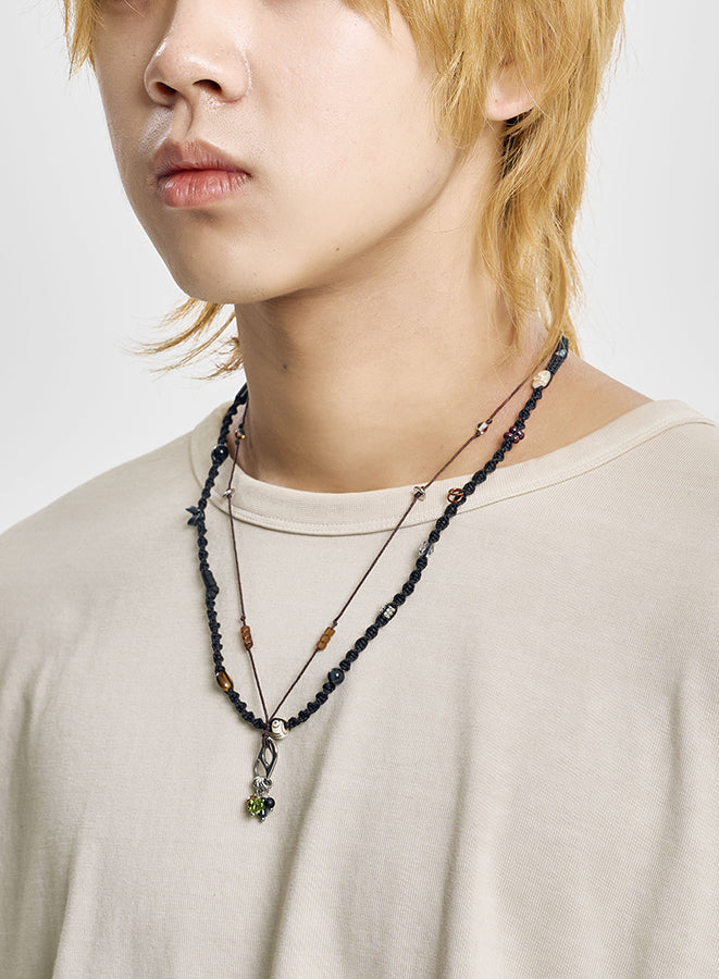 Wabisabi Dot Layered Necklace BROWN