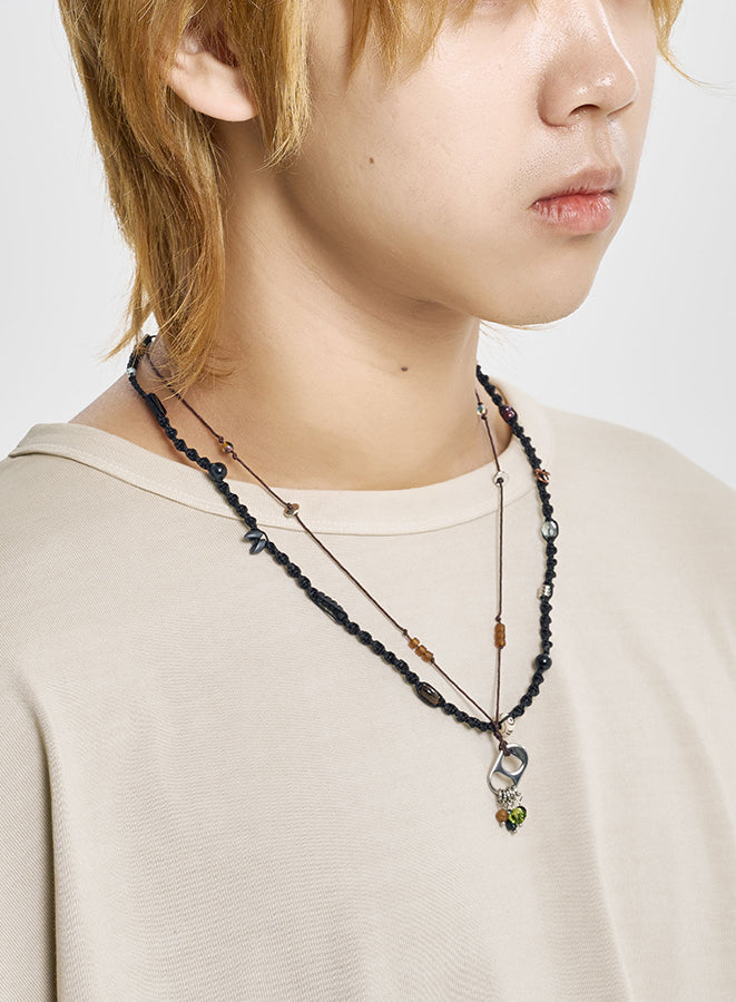 Wabisabi Dot Layered Necklace BROWN