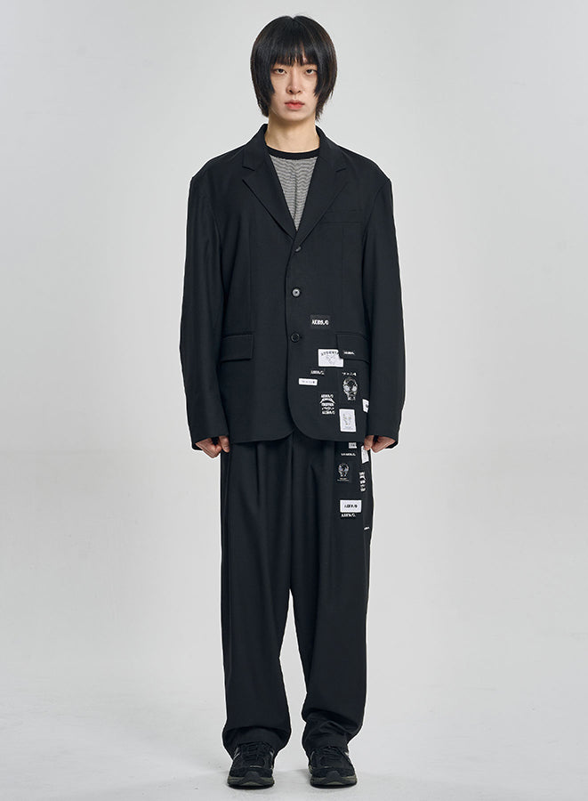 Wool Blend Expensive Oversized Jacket BLACK