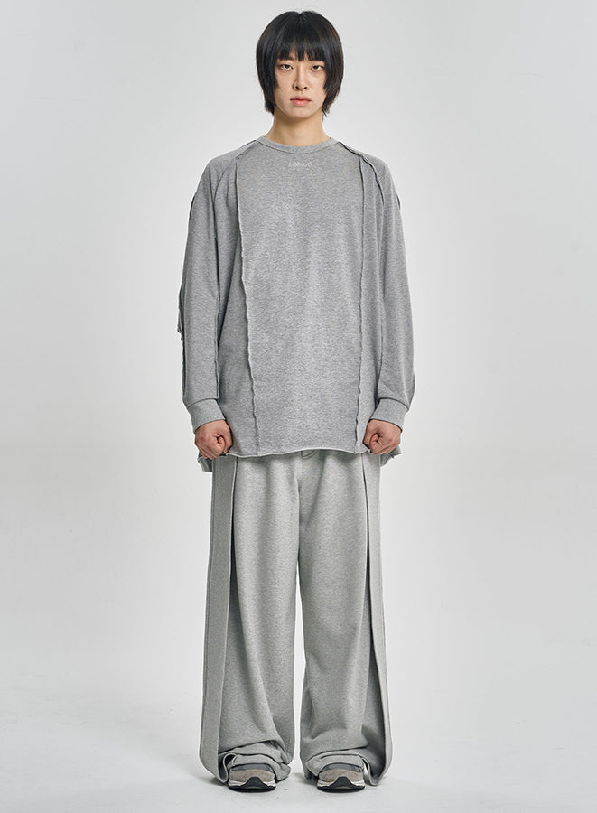 One Tuck Qulted Jersey Pants MELANGE GREY