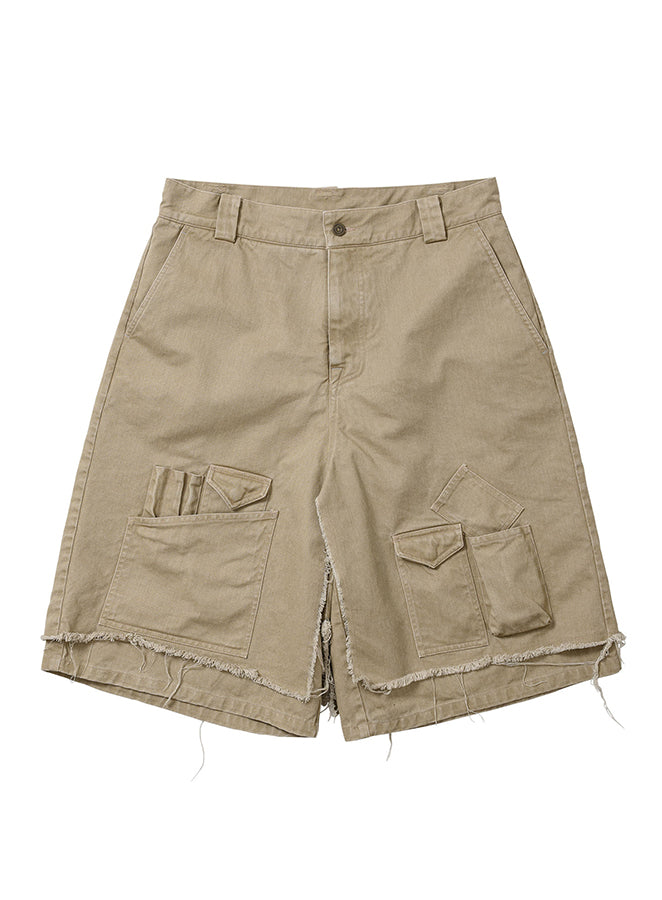 Washed Layered Cargo Skrit Shorts BEIGE