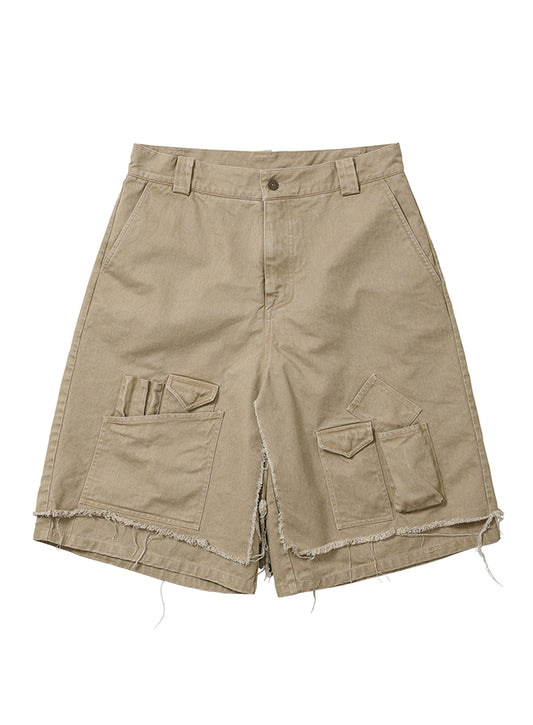 Washed Layered Cargo Skrit Shorts BEIGE