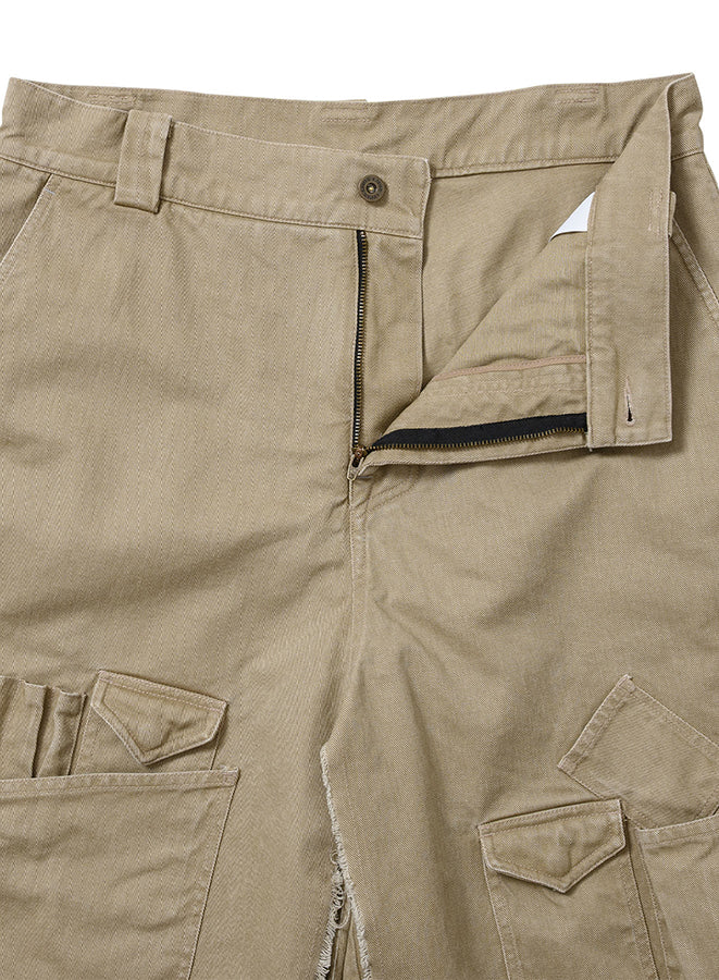 Washed Layered Cargo Skrit Shorts BEIGE