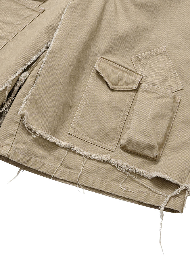 Washed Layered Cargo Skrit Shorts BEIGE
