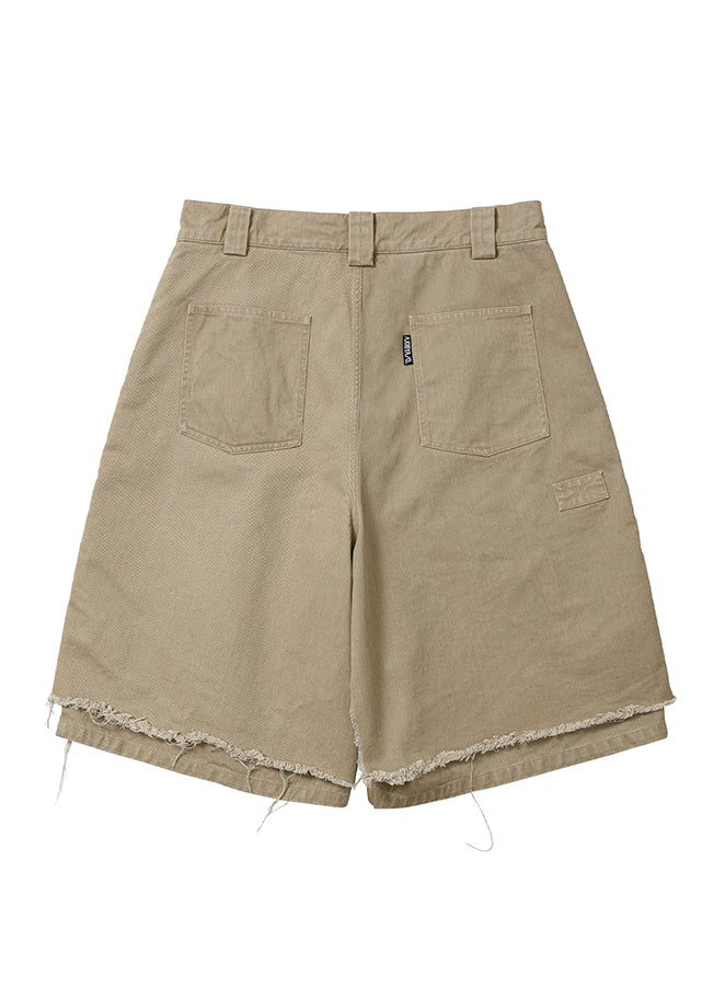 Washed Layered Cargo Skrit Shorts BEIGE